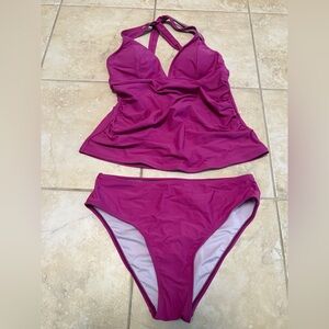 Cupshe Women's Two-Piece Swimsuit Textured Pink, Size M NWT